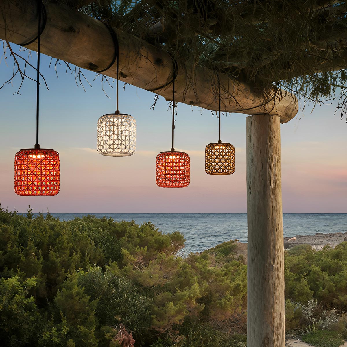 Vintage Waterproof Rattan LED Outdoor Ceiling Lights Lanterns - Flyachilles
