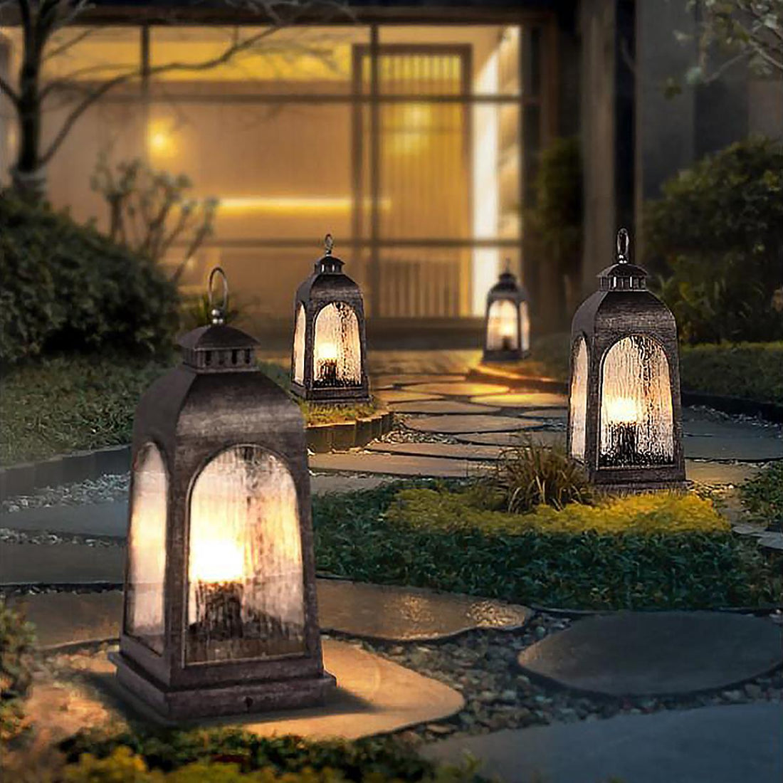 Vintage Waterproof Solar Lantern Outdoor LED Landscape Lighting - Flyachilles