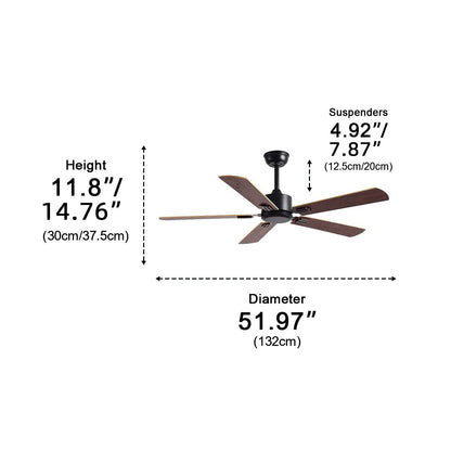 Vintage Wood Grain DC Motor 6 - speed Reverse Frequency Ceiling Fan 5 Blades - Flyachilles