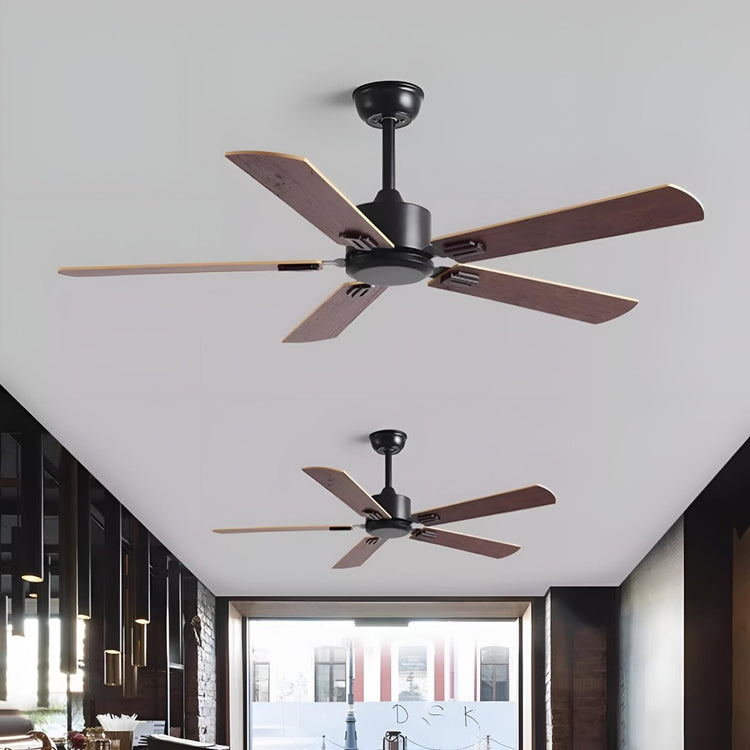 Vintage Wood Grain DC Motor 6 - speed Reverse Frequency Ceiling Fan 5 Blades - Flyachilles