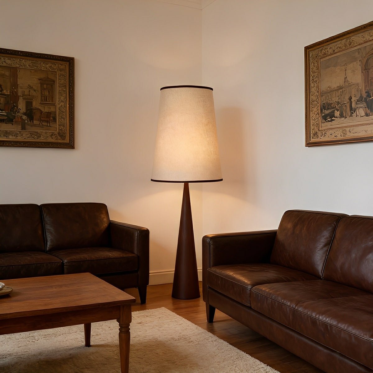 Vintage Wood Tapered LED Floor Lamp - Flyachilles