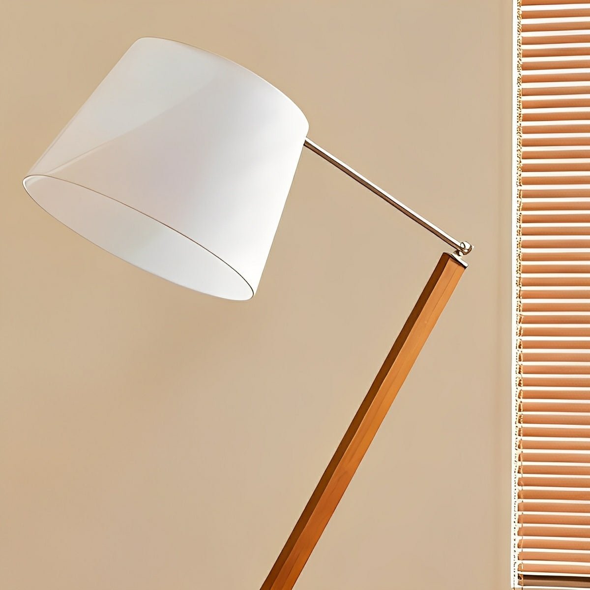 Vintage Wood White Lampshade Swing Arm Floor Lamp - Flyachilles