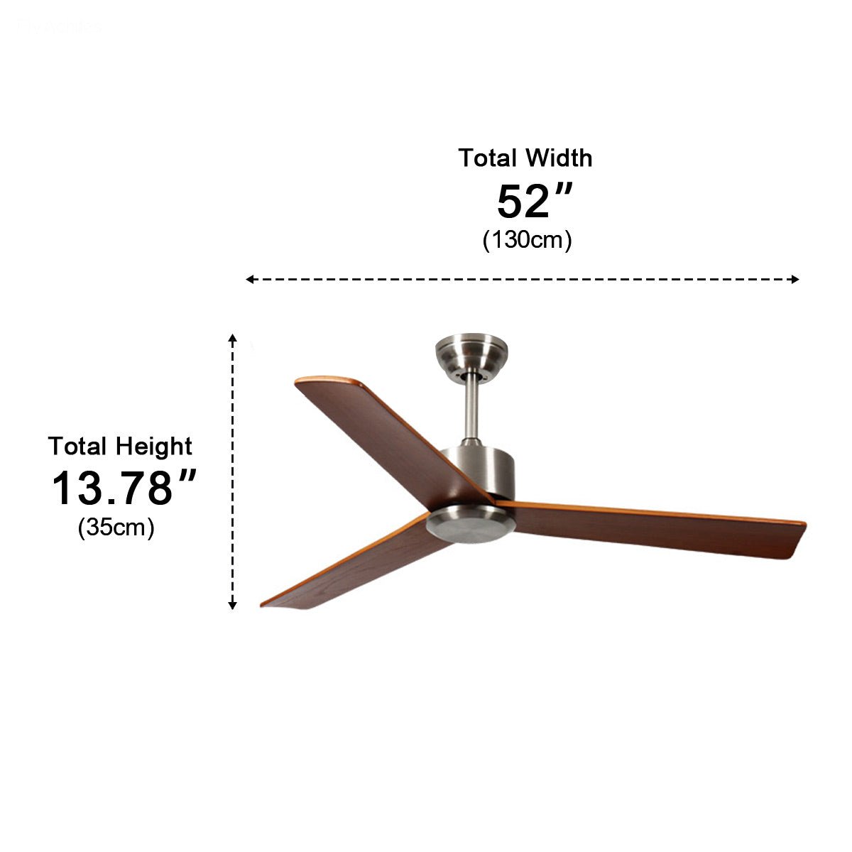 Waterproof 3-Blade Streamlined Wood Outdoor Ceiling Fan - Flyachilles
