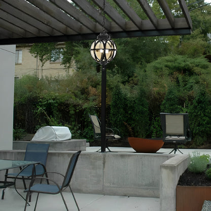 Waterproof Aluminum Glass Ball Outdoor Chandelier Light Hanging Chain Adjustable - Flyachilles