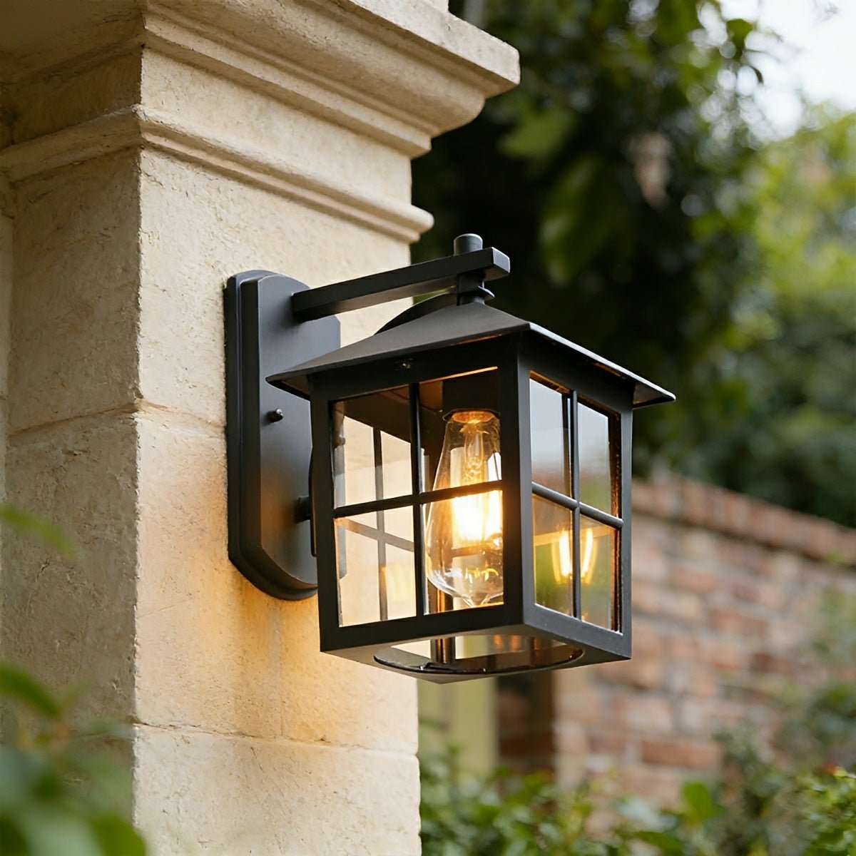 Waterproof Black Farmhouse Cross Lantern Outdoor Porch LED Wall Lights - Flyachilles