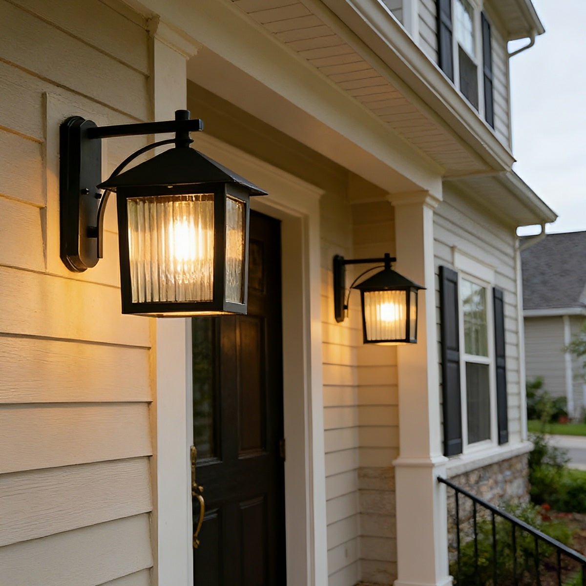 Waterproof Black Farmhouse Cross Lantern Outdoor Porch LED Wall Lights - Flyachilles