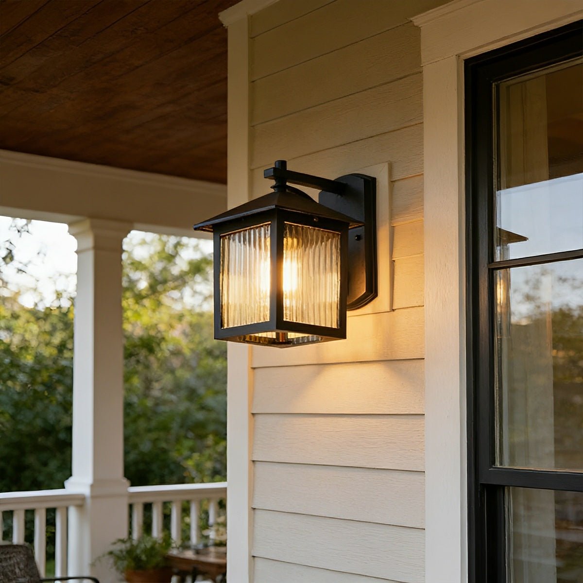Waterproof Black Farmhouse Cross Lantern Outdoor Porch LED Wall Lights - Flyachilles