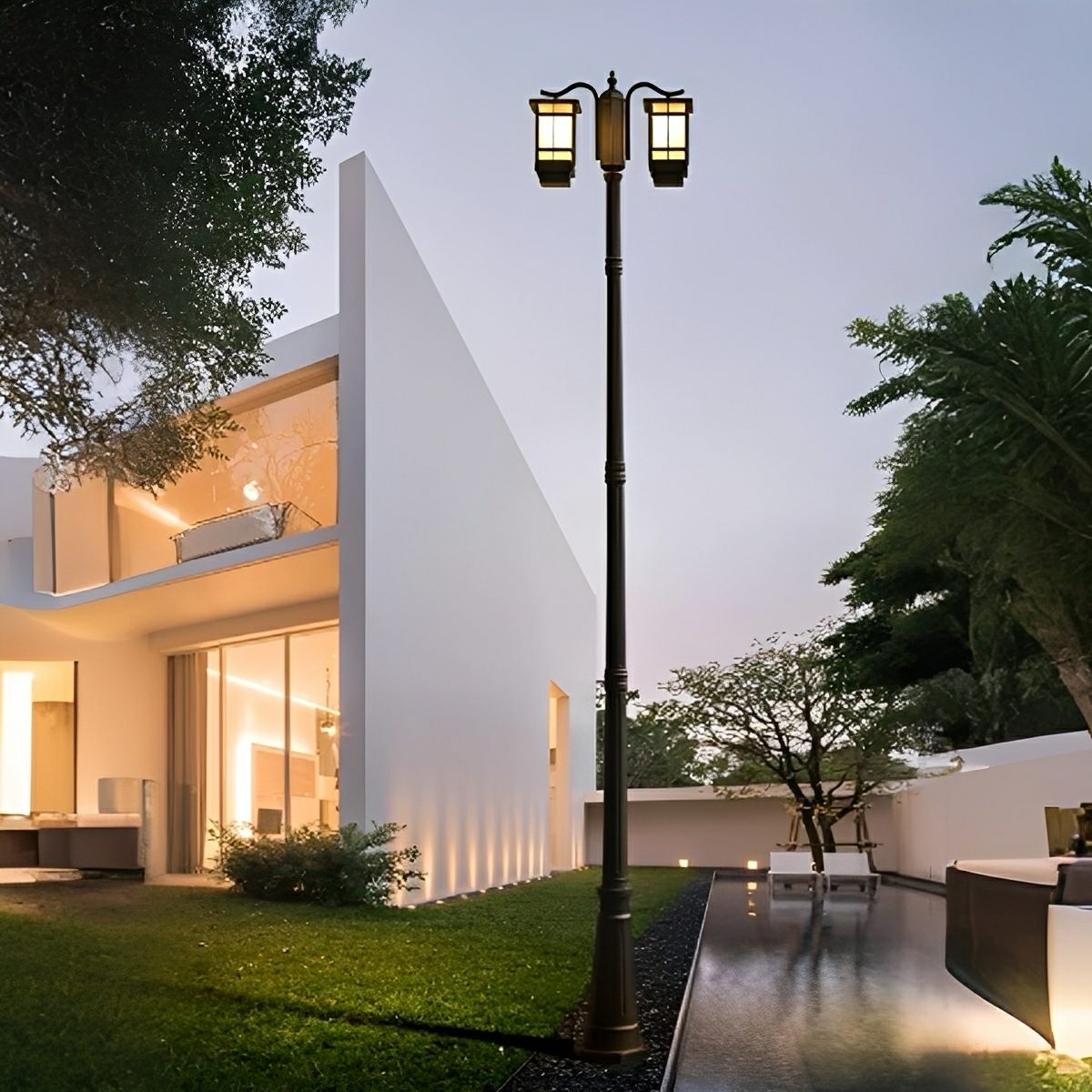 Waterproof Black Modern Outdoor Pole Lights Public Lighting - Flyachilles