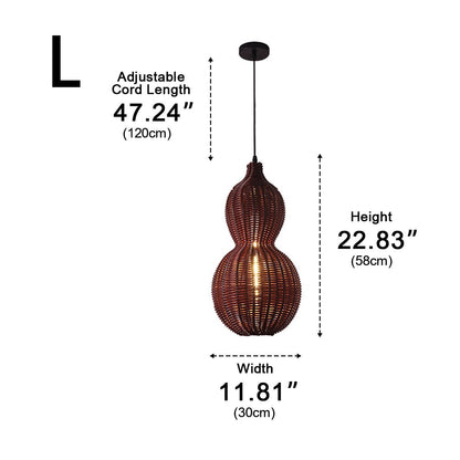 Waterproof Coastal Gourd Handwoven Rattan Outdoor Pendant Lights - Flyachilles