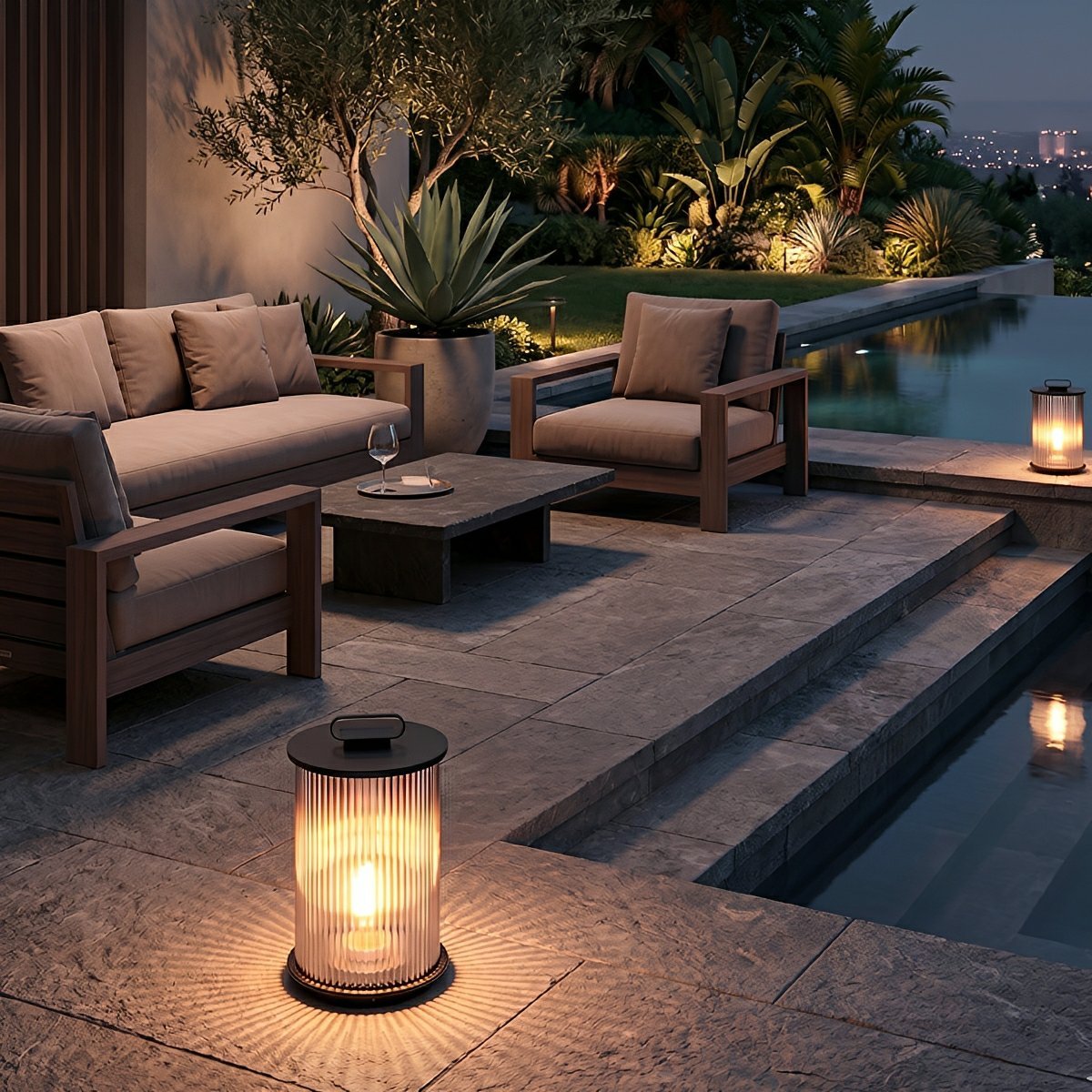 Waterproof Cylinder Outdoor Lantern Post Light Pathway Lighting - Flyachilles