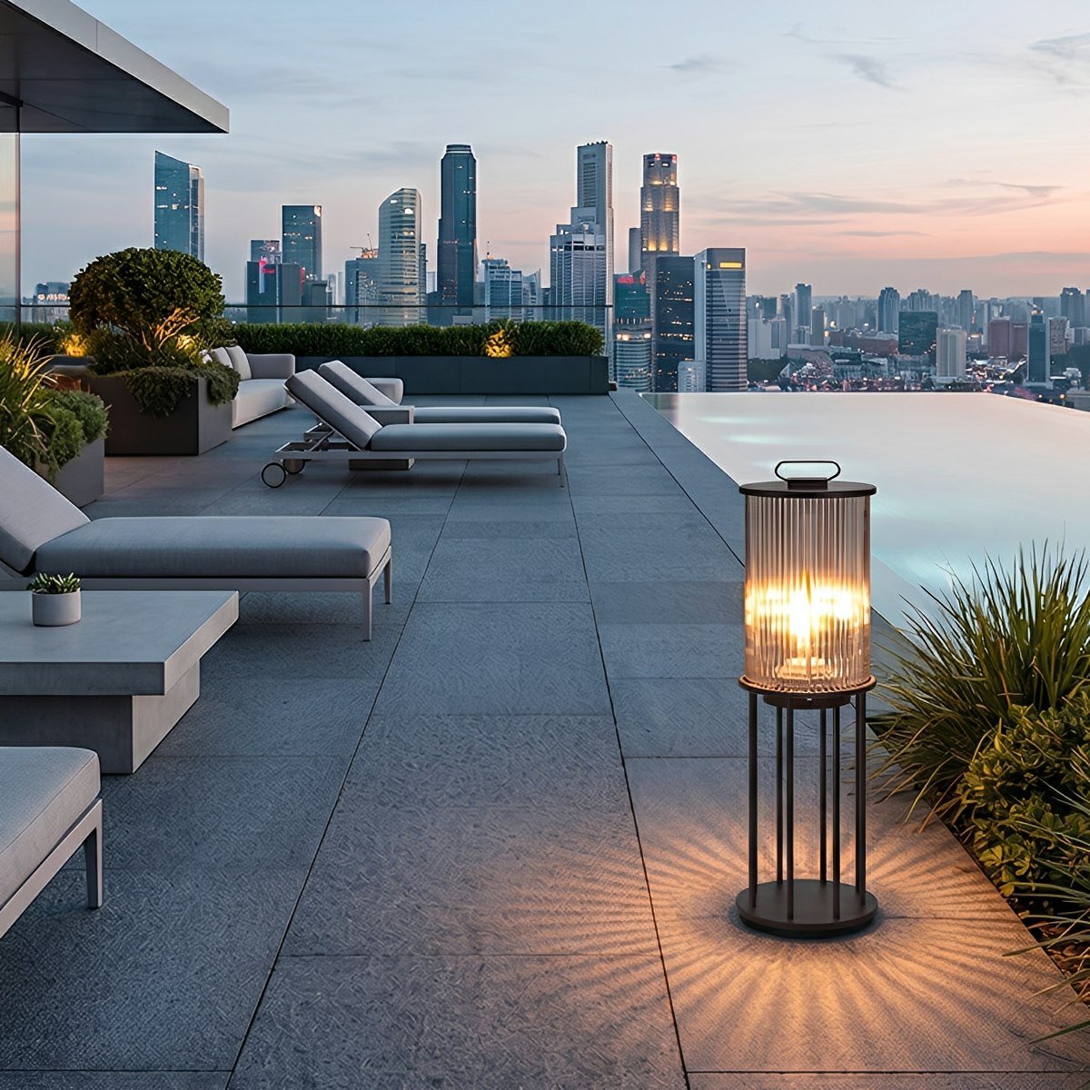 Waterproof Cylinder Outdoor Lantern Post Light Pathway Lighting - Flyachilles