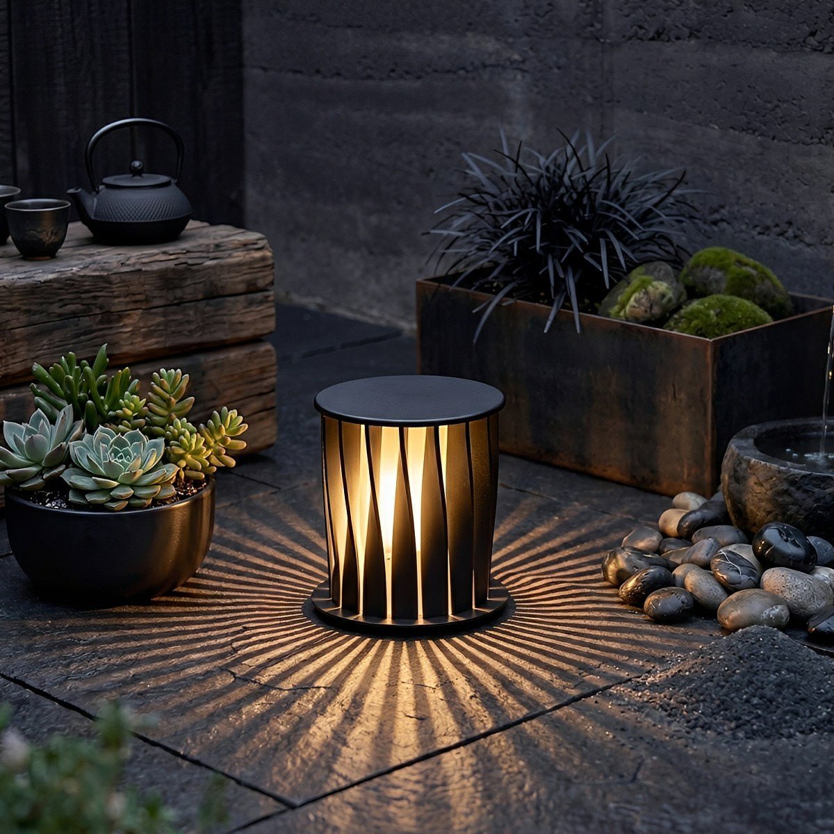 Waterproof Cylindrical Twisted Outdoor Post Light Pathway Lighting - Flyachilles
