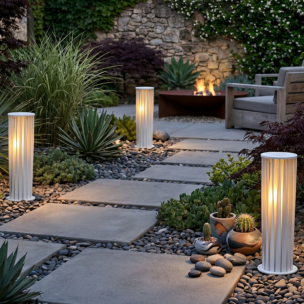 Waterproof Cylindrical Twisted Outdoor Post Light Pathway Lighting - Flyachilles