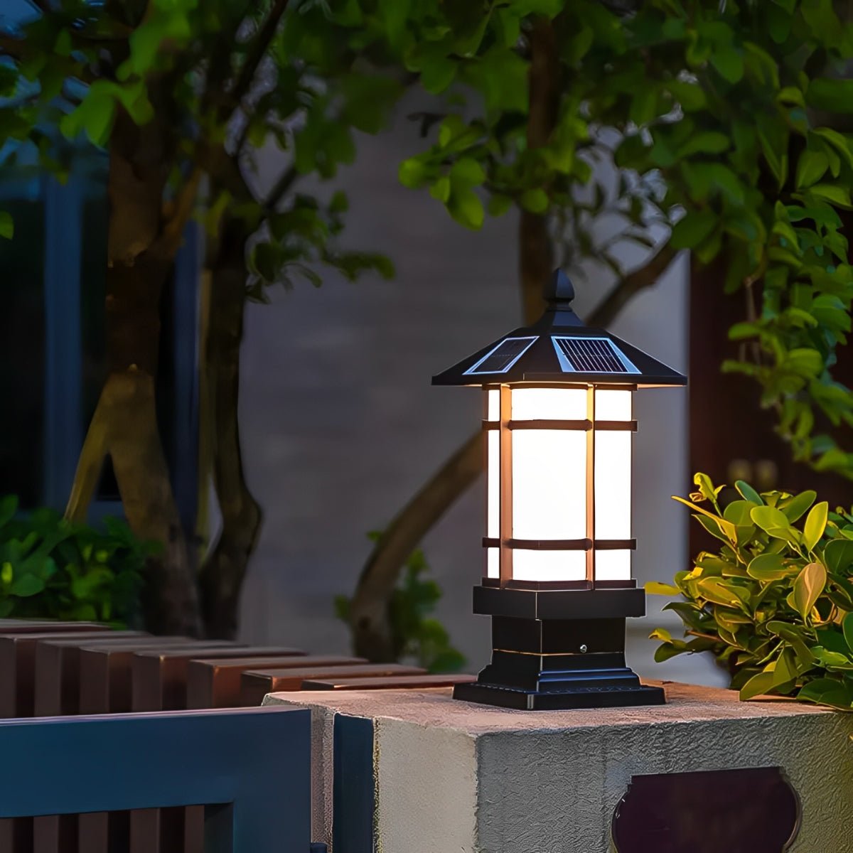 Waterproof Dimming with Remote Black Vintage Solar Fence Post Lights - Flyachilles