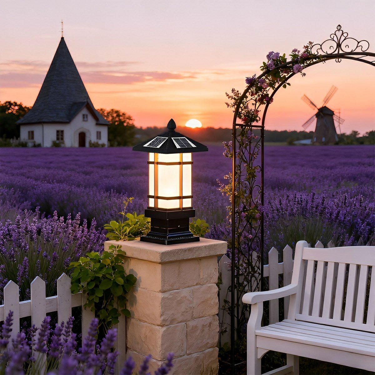 Waterproof Dimming with Remote Black Vintage Solar Fence Post Lights - Flyachilles