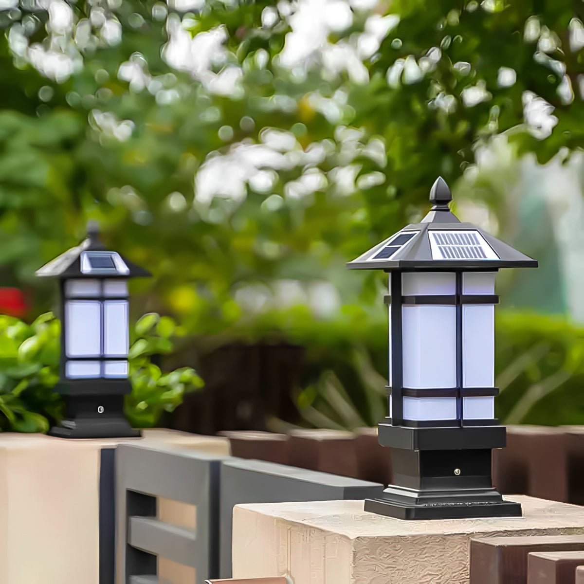 Waterproof Dimming with Remote Black Vintage Solar Fence Post Lights - Flyachilles