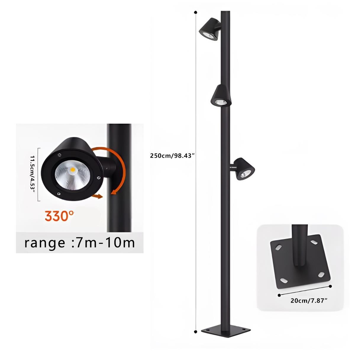Waterproof Flash Black Modern Column Outdoor Street Pole Lights - Flyachilles