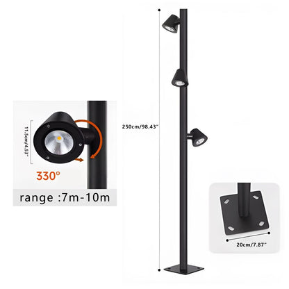 Waterproof Flash Black Modern Column Outdoor Street Pole Lights - Flyachilles