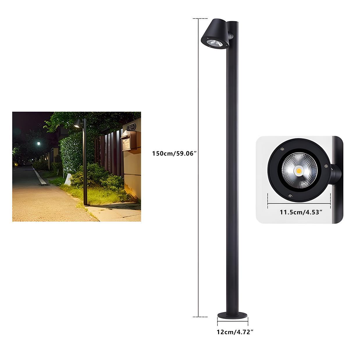 Waterproof Flash Black Modern Column Outdoor Street Pole Lights - Flyachilles