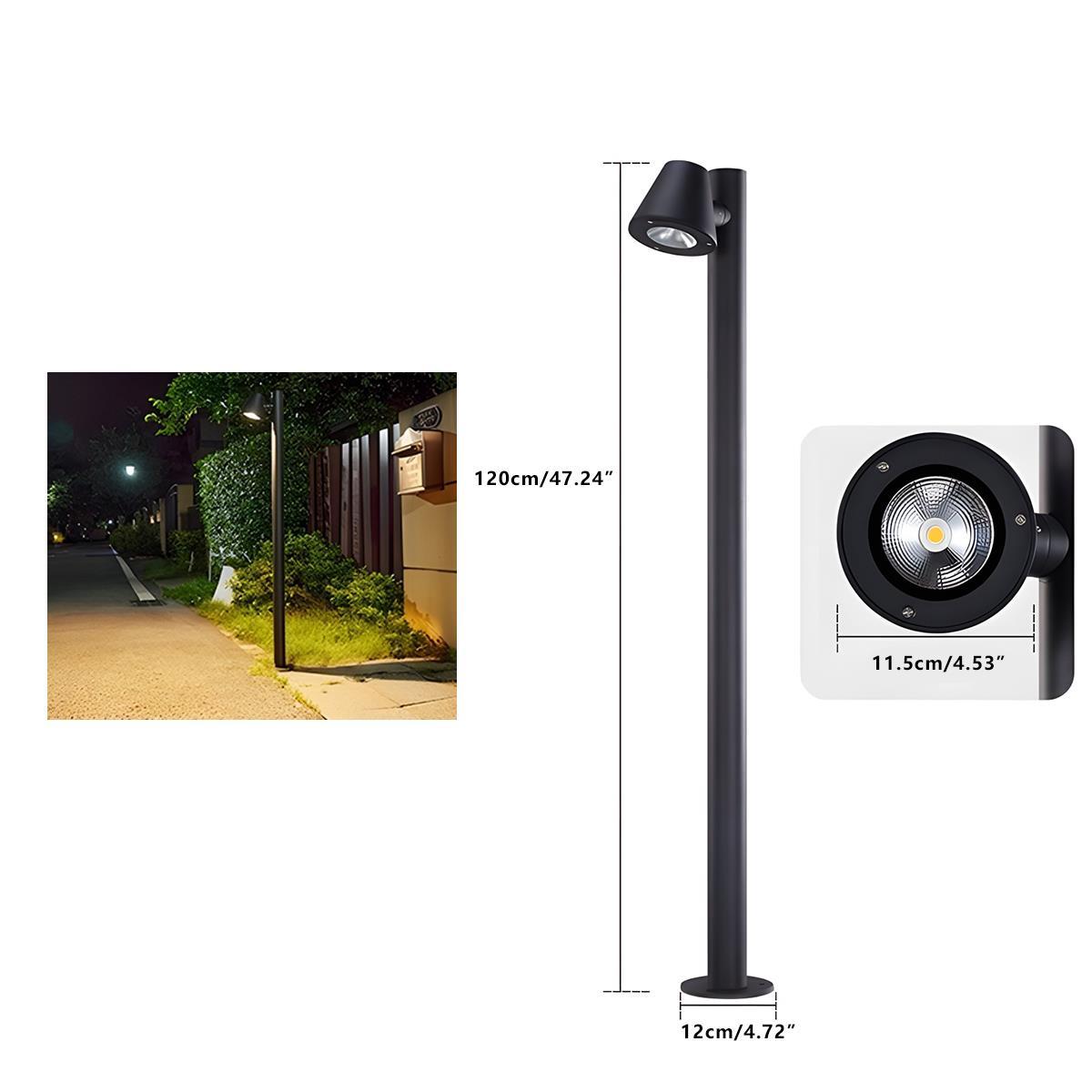 Waterproof Flash Black Modern Column Outdoor Street Pole Lights - Flyachilles
