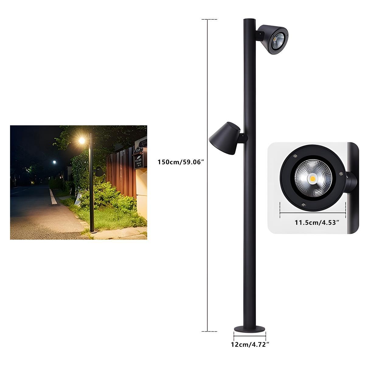 Waterproof Flash Black Modern Column Outdoor Street Pole Lights - Flyachilles