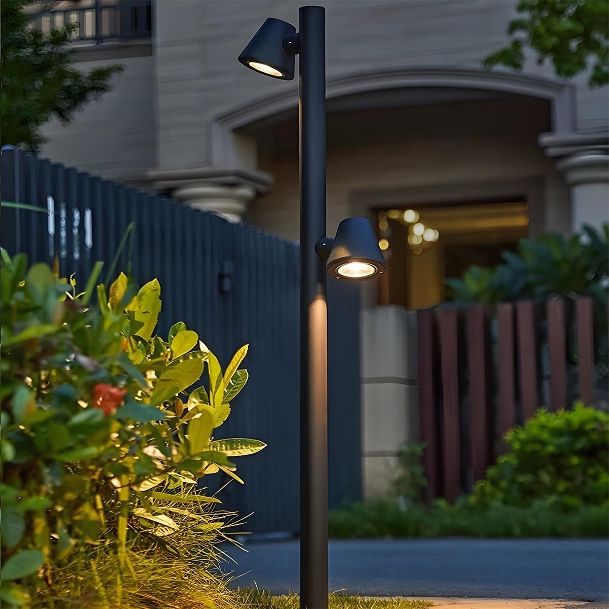 Waterproof Flash Black Modern Column Outdoor Street Pole Lights - Flyachilles