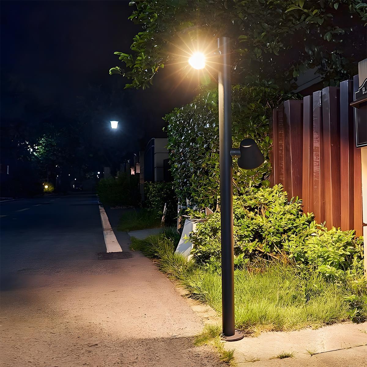 Waterproof Flash Black Modern Column Outdoor Street Pole Lights - Flyachilles