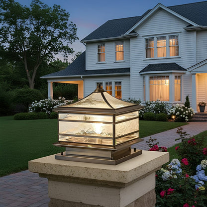 Waterproof Glass Copper Vintage Outdoor Fence Post Lights Pillar Light Column Lamp - Flyachilles