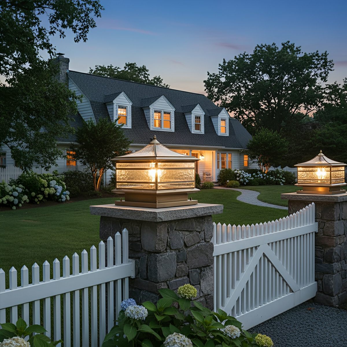 Waterproof Glass Copper Vintage Outdoor Fence Post Lights Pillar Light Column Lamp - Flyachilles