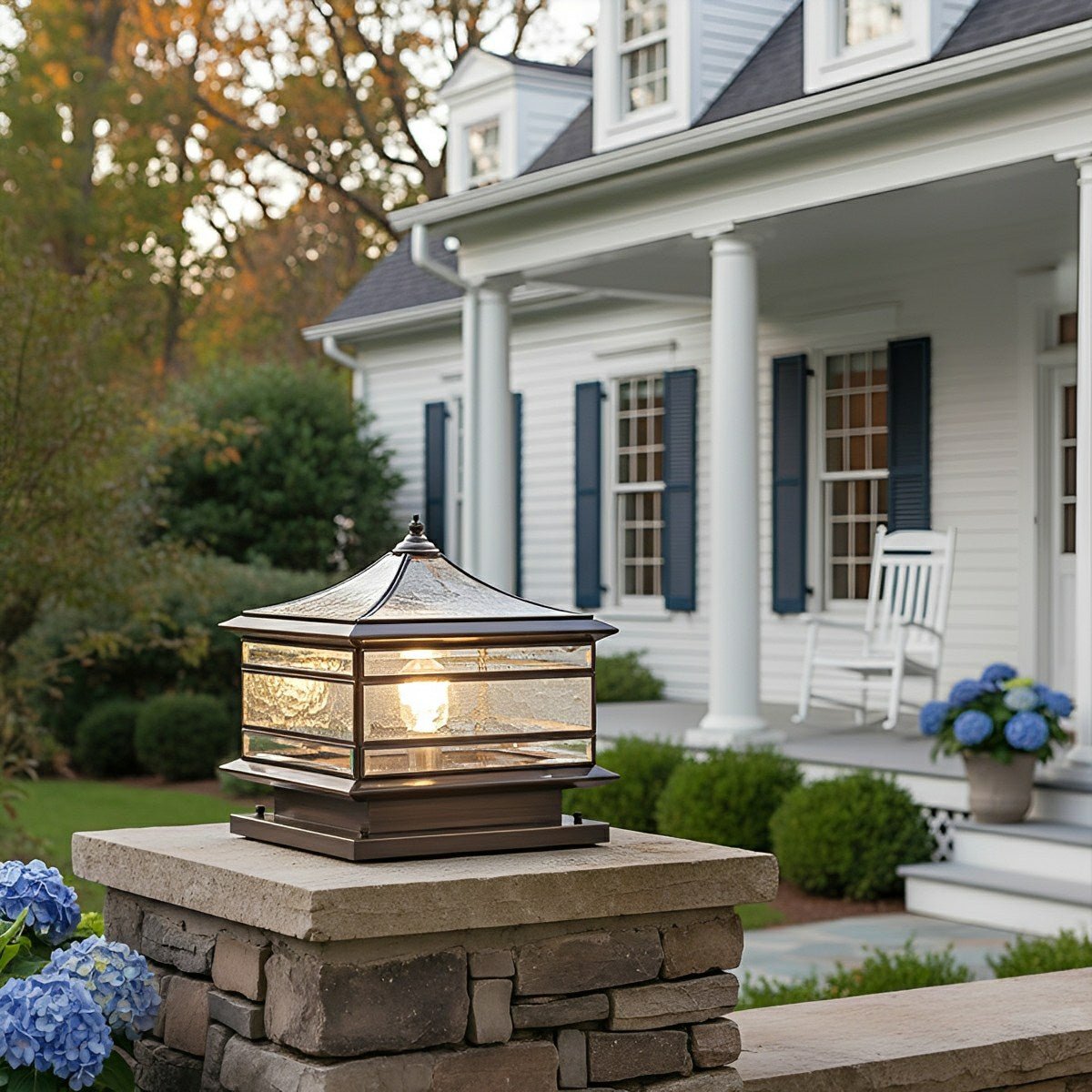 Waterproof Glass Copper Vintage Outdoor Fence Post Lights Pillar Light Column Lamp - Flyachilles