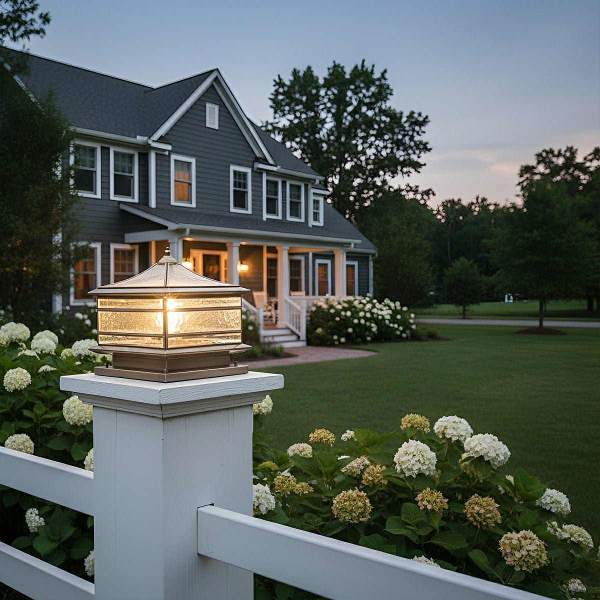 Waterproof Glass Copper Vintage Outdoor Fence Post Lights Pillar Light Column Lamp - Flyachilles