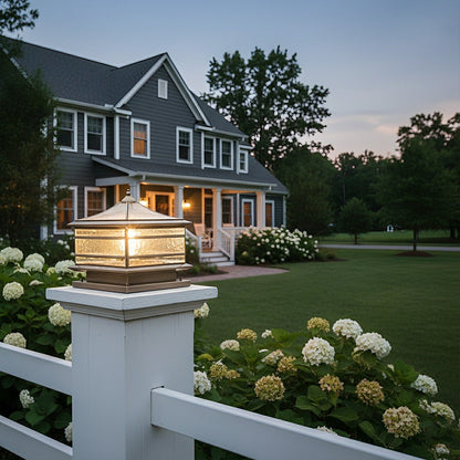 Waterproof Glass Copper Vintage Outdoor Fence Post Lights Pillar Light Column Lamp - Flyachilles