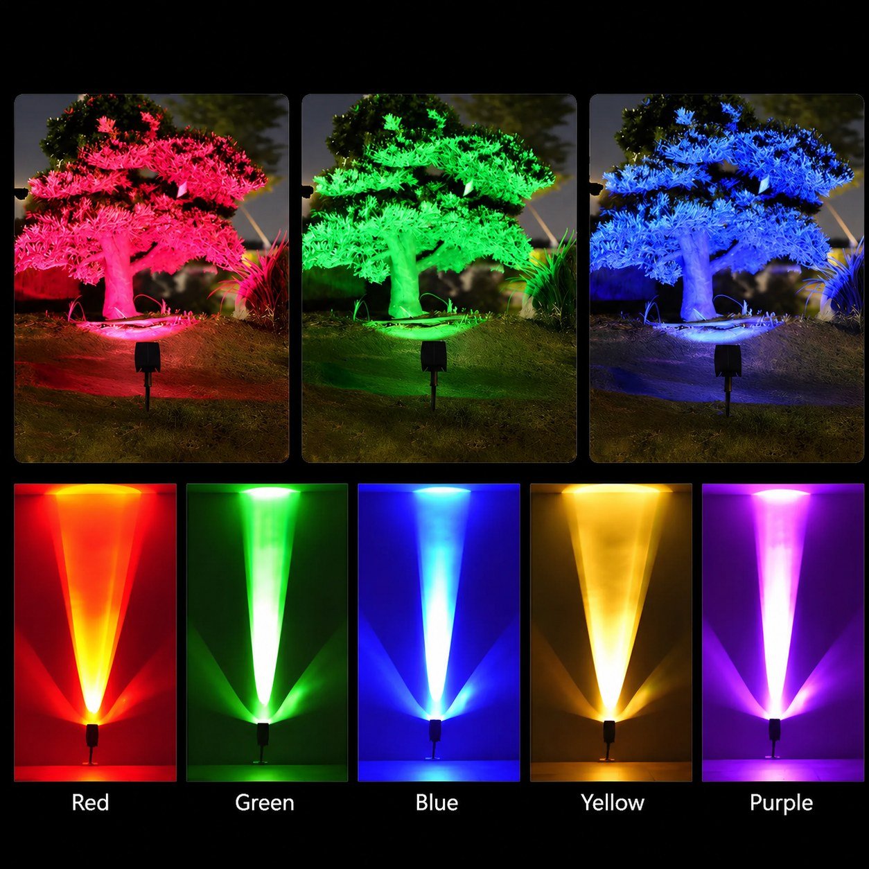Waterproof LED Solar Multi - zoom Spot Light Landscape Lighting - Flyachilles