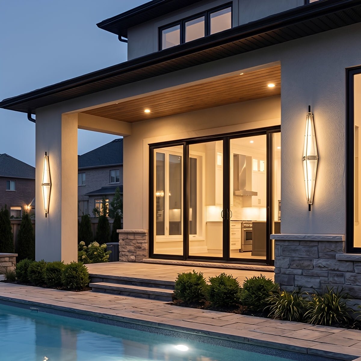 Waterproof Luxury Diamond Ribbed Glass Outdoor Wall Light - Flyachilles