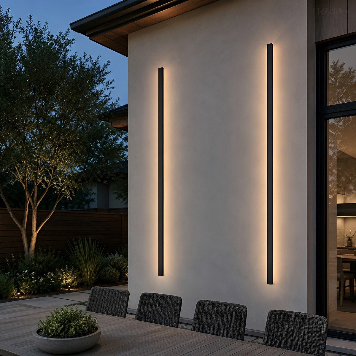 Waterproof Modern Black Long Strip LED Sconce Light Frosted Wall Light - Flyachilles
