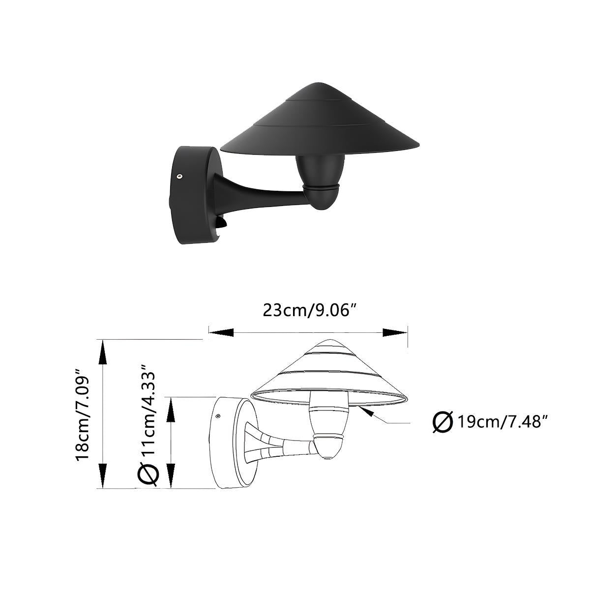 Waterproof Modern Black Umbrella Outdoor LED Wall Lights - Flyachilles