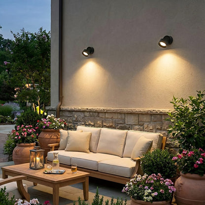 Waterproof Modern Round Adjustable Angle Outdoor Porch LED Wall Lights - Flyachilles
