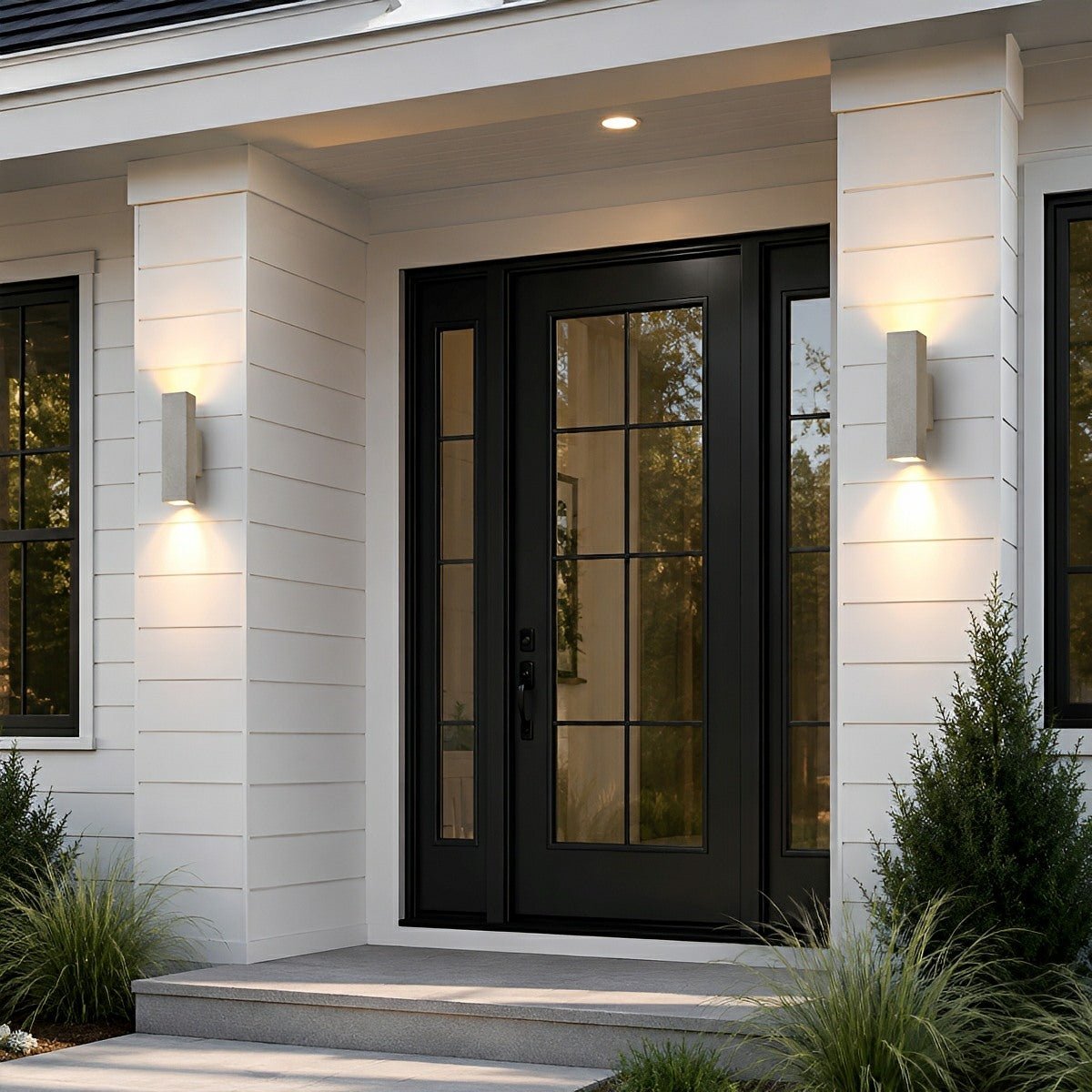 Waterproof Outdoor Concrete Rectangulart Up&amp;Down Exterior Porch LED Wall Lights - Flyachilles