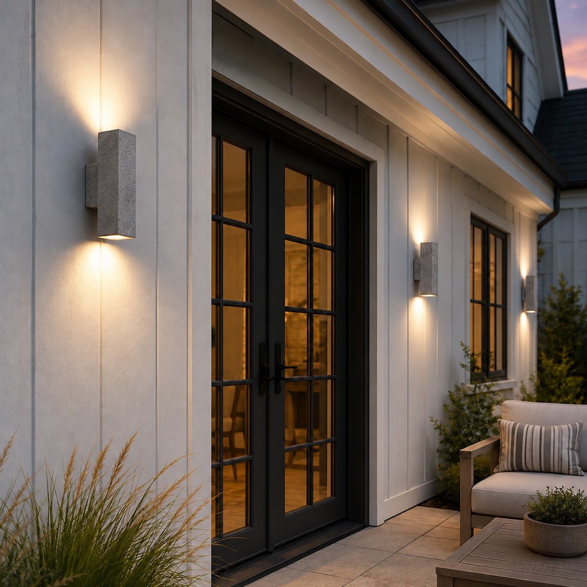 Waterproof Outdoor Concrete Rectangulart Up&amp;Down Exterior Porch LED Wall Lights - Flyachilles