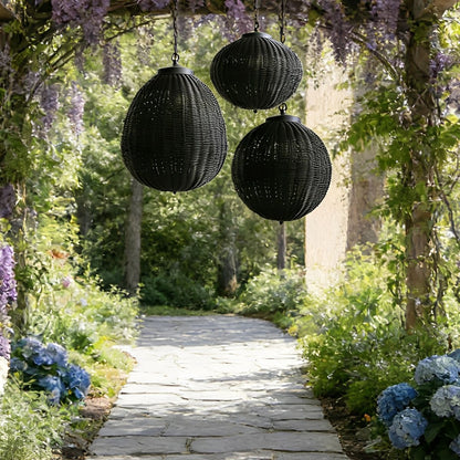 Waterproof Round Rattan Outdoor Lanterns Pendant Lights - Flyachilles