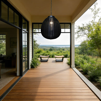 Waterproof Round Rattan Outdoor Lanterns Pendant Lights - Flyachilles