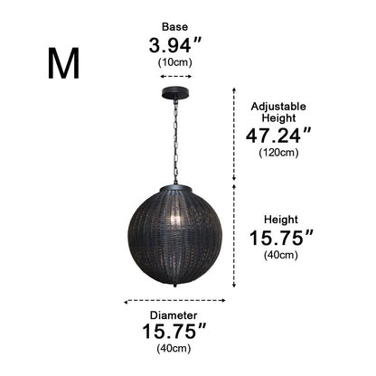 Waterproof Round Rattan Outdoor Lanterns Pendant Lights - Flyachilles