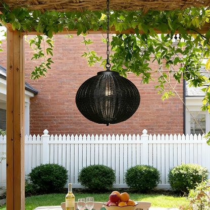 Waterproof Round Rattan Outdoor Lanterns Pendant Lights - Flyachilles