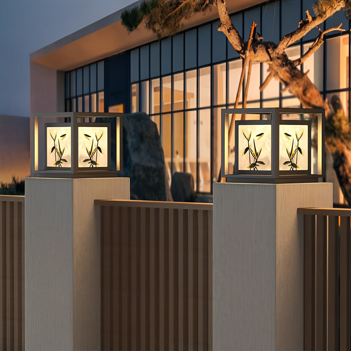 Waterproof Solar Enamel Ice Cracked Glass Outdoor Post Lights - Flyachilles