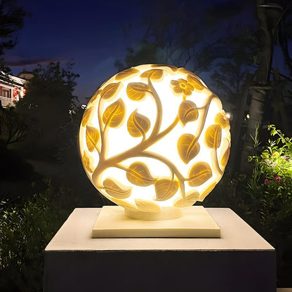 Waterproof Solar Globe Hollow Leaves LED Outdoor Post Lights - Flyachilles