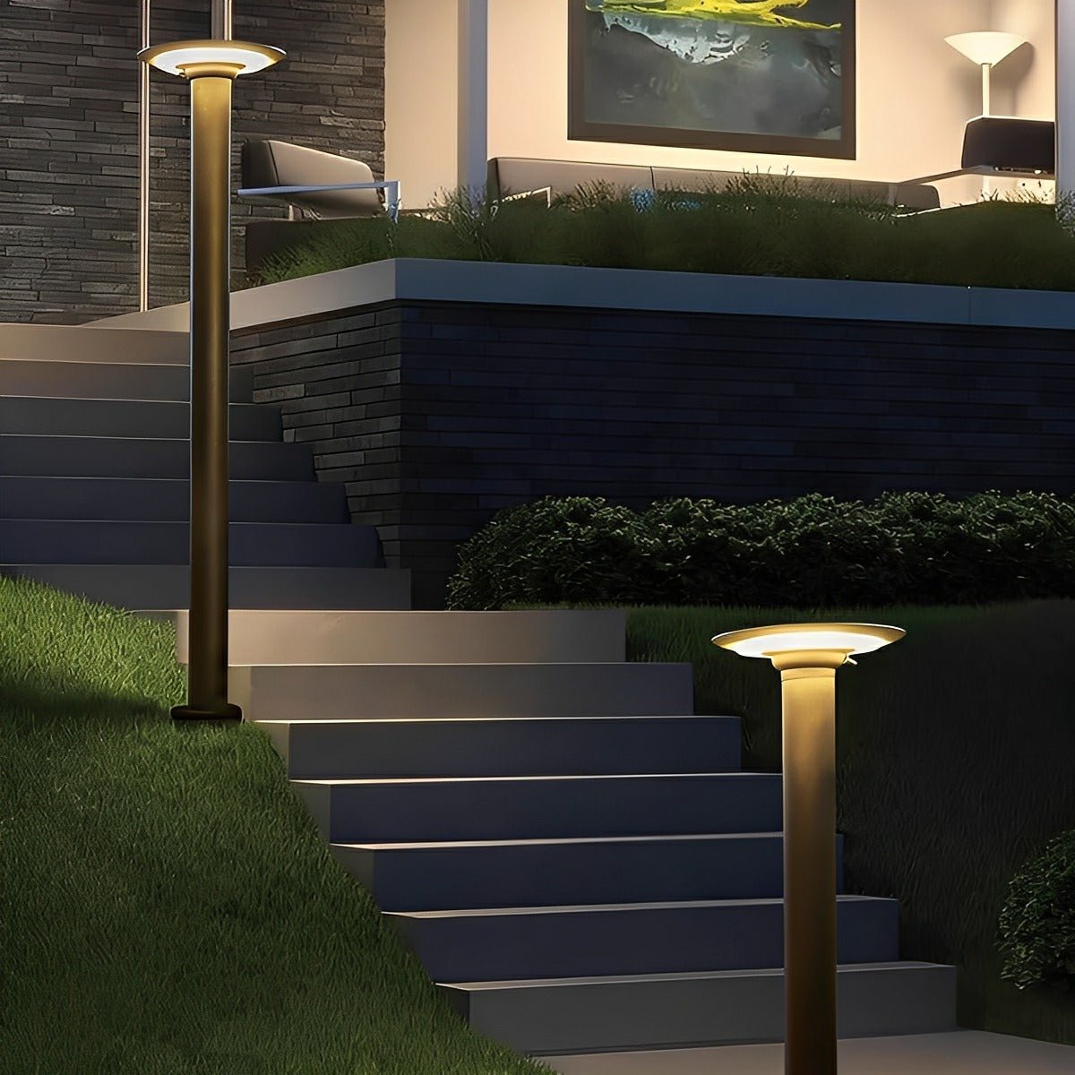 Waterproof Solar Round UFO Shaped LED Path Lights Outdoor Lawn Lights - Flyachilles