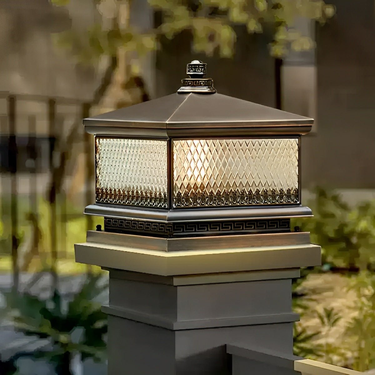 Waterproof Solar Vintage Copper Tower LED Outdoor Post Lights - Flyachilles