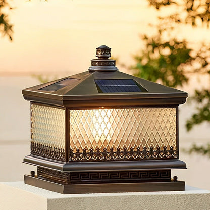 Waterproof Solar Vintage Copper Tower LED Outdoor Post Lights - Flyachilles