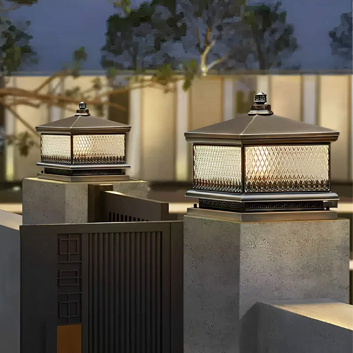 Waterproof Solar Vintage Copper Tower LED Outdoor Post Lights - Flyachilles