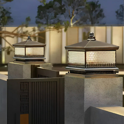 Waterproof Solar Vintage Copper Tower LED Outdoor Post Lights - Flyachilles